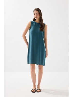 Gusto Keten Jile Elbise - Yeşil