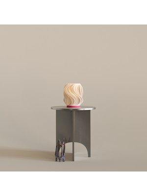 Valunor Creamo Magenta Burgulu Form Modern Abajur - Canlı Pembe Tabanlı Helisel Tasarım Masa Lambası