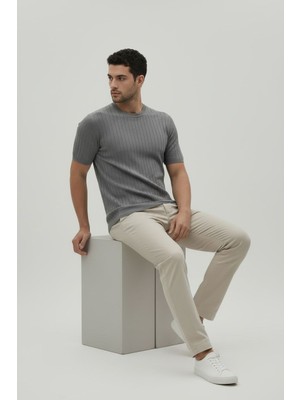 STG Erkek Slim Fit Fitilli Triko Tişört Kısa Kollu Bisiklet Yaka Modern Basic T-Shirt