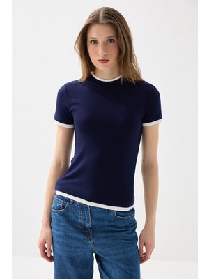 Gusto Garnili Viskon Tshirt - Lacivert