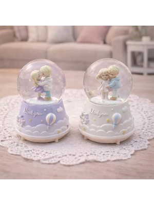 Fta Ticaret Orta Boy Işıklı Müzikli Motorlu Sevimli Çiftler Kar Küresi