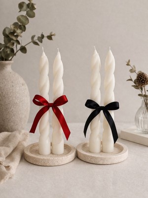 DF Studio Co Burgu Şamdan Mum – El Yapımı Dekoratif Spiral Mum |