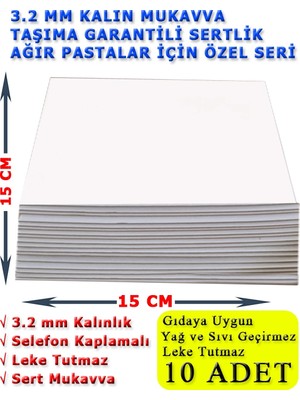 KutuTR 15X15 Beyaz Pasta Altlığı | Mukavva Pasta Altlığı | 3.2 mm Pasta Tabanı