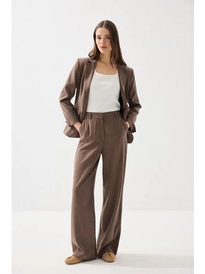 Gusto Tensel Keten Bol Paça Pantolon - Kahverengi