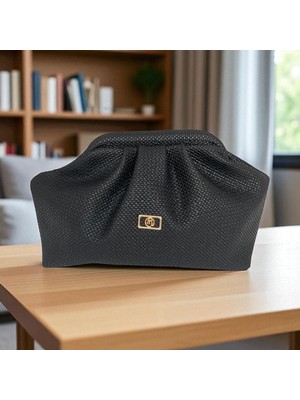 BSR Luisant Hasır Görünümlü Kadın Şık Clutch El Çantası ve Çapraz Askılı