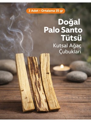 WoodBay Tütsü Doğal Kutsal Ağaç Çubuk 3 Adet Ortalama 35 gr | Doğal Ortam Temizleyici | Palo Santo
