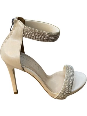 Güven Kundura Kadın Ince Topuklu Taşlı Iki Bantlı Fermuarlı Abiye Yazlık Ayakkabı