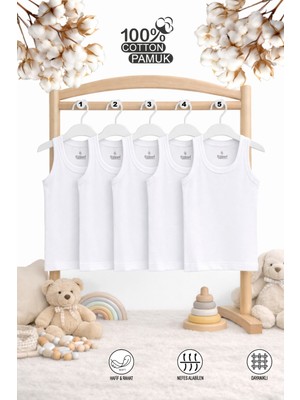 Özkan Underwear Özkan 0702 5'li Paket Erkek Çocuk Bebek %100 Pamuklu Süprem Kumaş Esnek Rahat Atlet