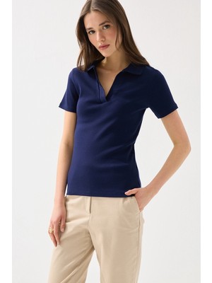 Gusto Polo Yaka Kaşkorse Tshirt - Lacivert