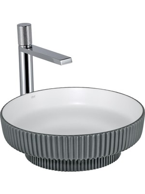 Eva Banyo Lena Tezgah Üstü Lavabo Mat Gri & Beyaz