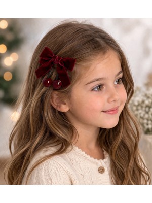 Joinkidz Kiraz Sallantılı Premium Kalite Kadife Fiyonk Toka