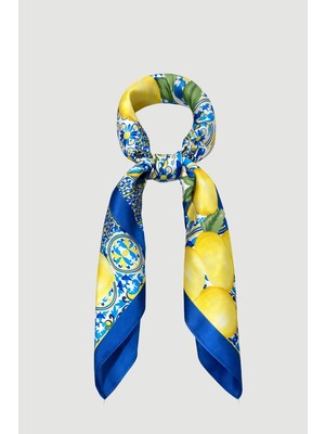 Gusto Limon Desenli Büyük Fular - Sarı