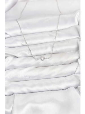 DS LLC Ietaks™ Pirinç Gümüş Renk Düğüm Kalp Model Kadın Kolye