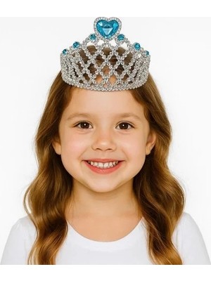 DS LLC Ieg™ Mavi Kalpli Gümüş Renk Kraliçe Tacı Prenses Tacı