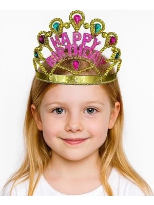 DS LLC Ieg™ Altın Renk Happy Birthday Yazılı Doğum Günü Tacı 60 cm