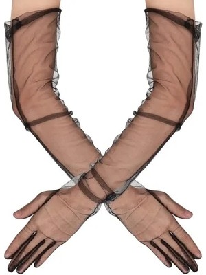 DS LLC Ieg™ Uzun Boy Likralı Siyah Yetişkin Mega Tül Eldiven