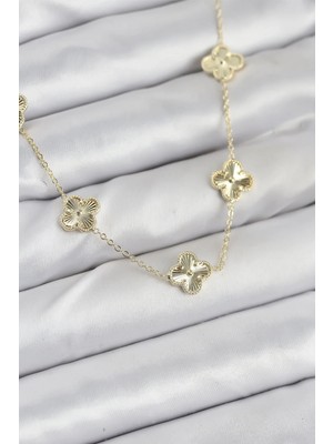 DS LLC Ietaks™ Pirinç Gold Renk Yonca Kadın Kolye