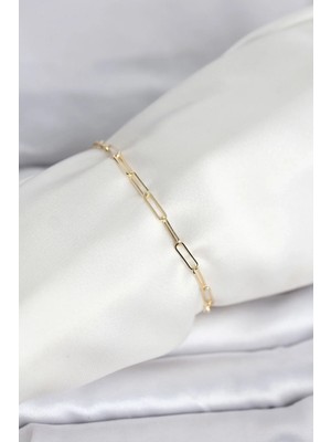 DS LLC Ietaks™ cm 14K Gold Renk Ataç Zincir Model Kadın Bileklik