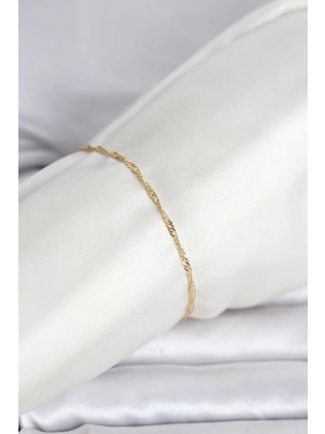 DS LLC Ietaks™ cm 14K Gold Renk Ezme Burgu Zincir Model Kadın Bileklik