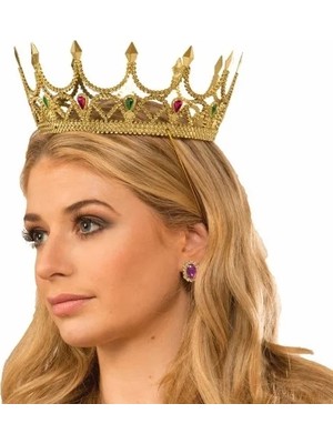 DS LLC Ieg™ Taşlı Rönesans Kostümlü Kraliyet Ortaçağ Altın Kraliçe Prenses Tacı