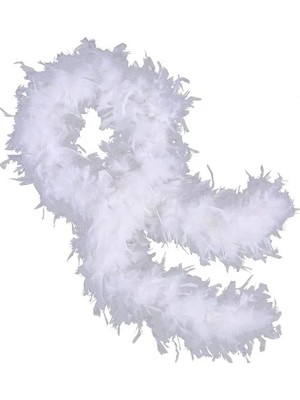DS LLC Ieg™ Beyaz Renk Kabarık Kalın Otriş Boa Tüy 6 cm Genişlik 180-200 cm Uzunluk