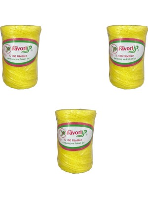 Favori Ip 5000 Denye -0.8 Mm- Ambalaj ve Paket Ipi Naylon Burgulu Örgü Çamaşır Ipi - Sarı - 3 Adet