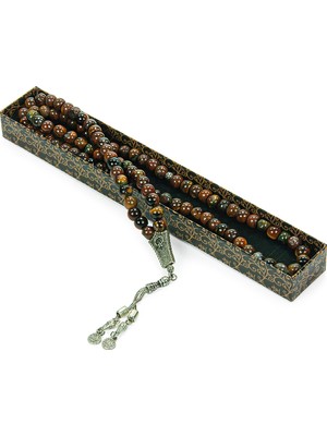 İhvan Online Metal Püsküllü Kaplan Gözü Doğaltaş Hediyelik Tesbih - 99LU - Küre Kesim