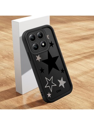 HONTINGA Xiaomi Mi 14T ile Uyumlu Kılıfı Düşüme Önleyici Basitlik Anti Düşme Kamera Korumali Şirin Yıldız Siyah Desen Yumuşak Silikon Telefon Kılıfı Kadın ve Erkek Için Uygundur K2-0402