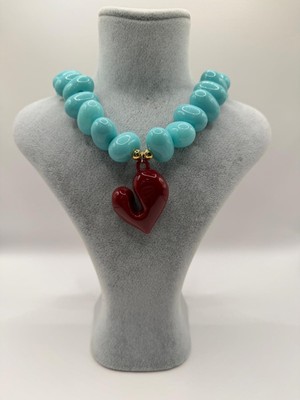 Net.Accessories Özel Seri Kalp Figürlü Büyük Boncuk Kolye