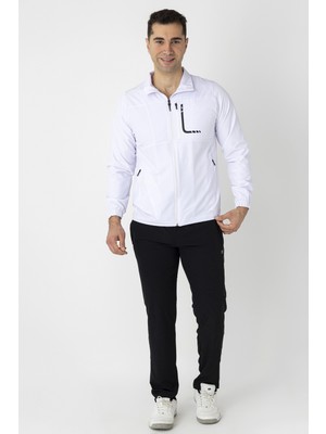 Crozwise Spor Lycra Erkek Eşofman Takımı Beyaz 1247-08
