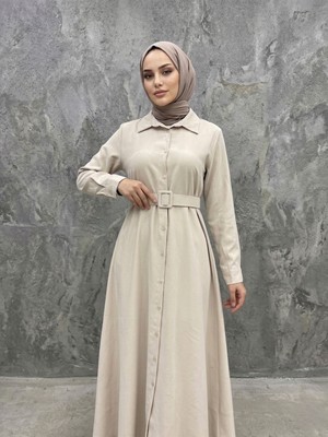 Foremia Kaplama Kemer Detay Elbise-Taş -