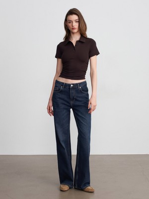 Dilvin 32614 Polo Yaka Top-Koyu Kahve