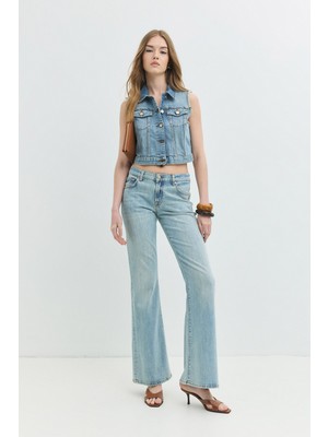 Denim Trip Slim Flare Fit Açık Indigo Kadın Jean Pantolon