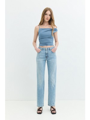 Denim Trip Straight Fit Twisted Açık Indigo Kadın Jean Pantolon