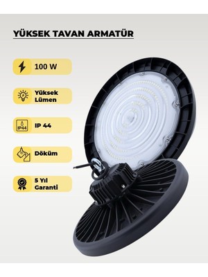 AC Aydınlatma Yüksek Tavan Armatür 100W - 4000K Günışığı - 5 Yıl Garanti