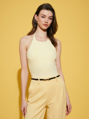 Dilvin 21051 Halter Yaka Askılı Top-Açık Sarı