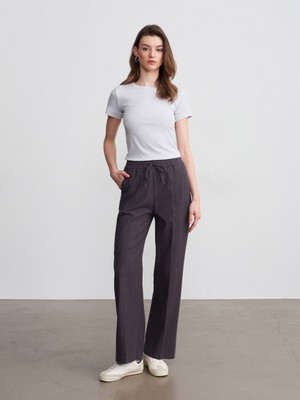 Dilvin 72266 Beli Lastikli Pantolon-Kahve