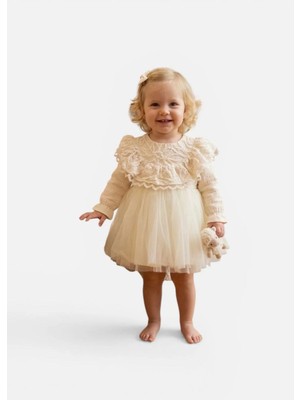 Butik Kız Bebek %100 Pamuklu Tütü Detaylı Elbise Özel Gün Elbisesi