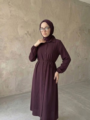 Foremia Uzun Tensel Tunik-Bordo -