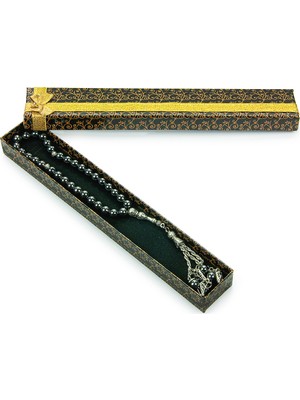 İhvan Online Metal Püsküllü Hematit Doğaltaş Hediyelik Tesbih - 33LÜ - Küre Kesim