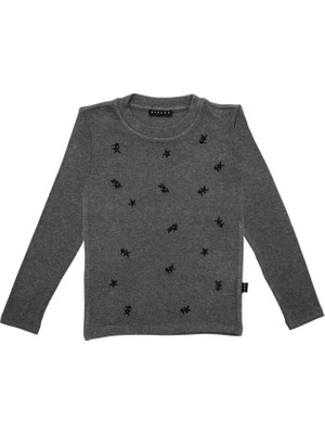 Sisley Kız Çocuk Body Uzun Kollu T-Shirt Badi Antrasit Gri
