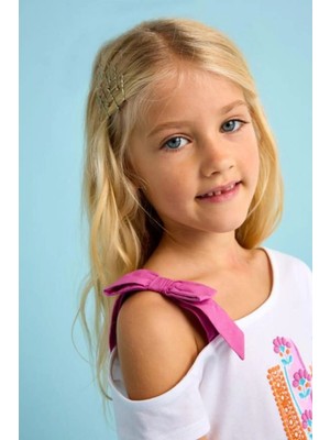 Mayoral Kız Çocuk Asimetrik Tshirt 4-8 Yaş Beyaz