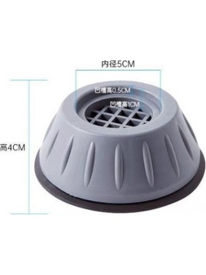 Cmt Gri Çamaşır Makinesi Titreşim Engelleyici Stoper 4'lü Set Kaymaz ve Gürültü Emici Özellikte