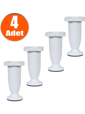 Badem10 Beyaz Plastik 10 cm Ayarlanabilir Kanepe Sehpa Tezgah Ayağı (4 Adet) Kolay Montaj