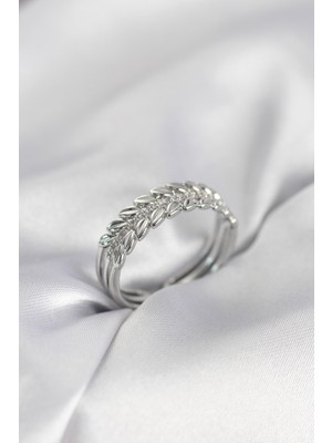 SHC4200 Gümüş Renk Başak Model Zirkon Taşlı Kadın Yüzük