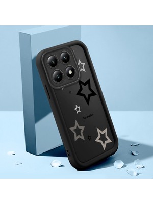 HONTINGA Xiaomi Mi 14T ile Uyumlu Kılıfı Düşüme Önleyici Basitlik Anti Düşme Kamera Korumali Şirin Yıldız Siyah Desen Yumuşak Silikon Telefon Kılıfı Kadın ve Erkek Için Uygundur K2-0402