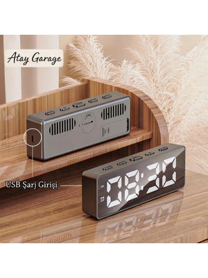 Atay Garage LED Dijital Masa Saati – Çift Alarm, USB Şarj Oturma Odası Çocuk Odası Yatak Odası