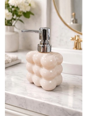 Makri Home Bubble Cam Sıvı Sabunluk, 300 ml - Krem, 9,5X6,5X15 cm