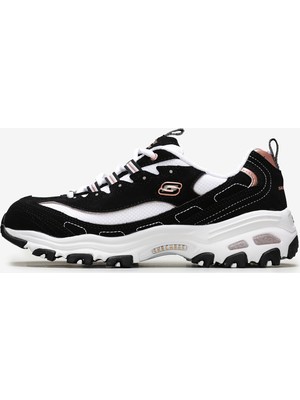 Skechers D'LİTES-DEVOTED FAN Kadın Siyah Sneakers Deri Malzemeden Bağcıklı Günlük Kullanım İçin 13154 BKRG