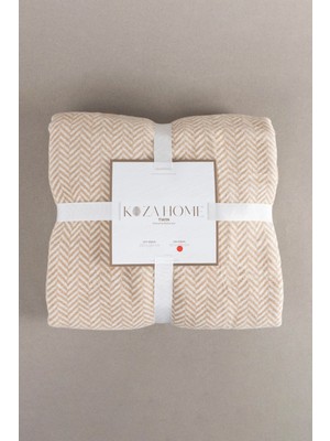 Koza Home Twin Battaniye Soft Pamuklu Tek Kişilik Battaniye Kahve Krem